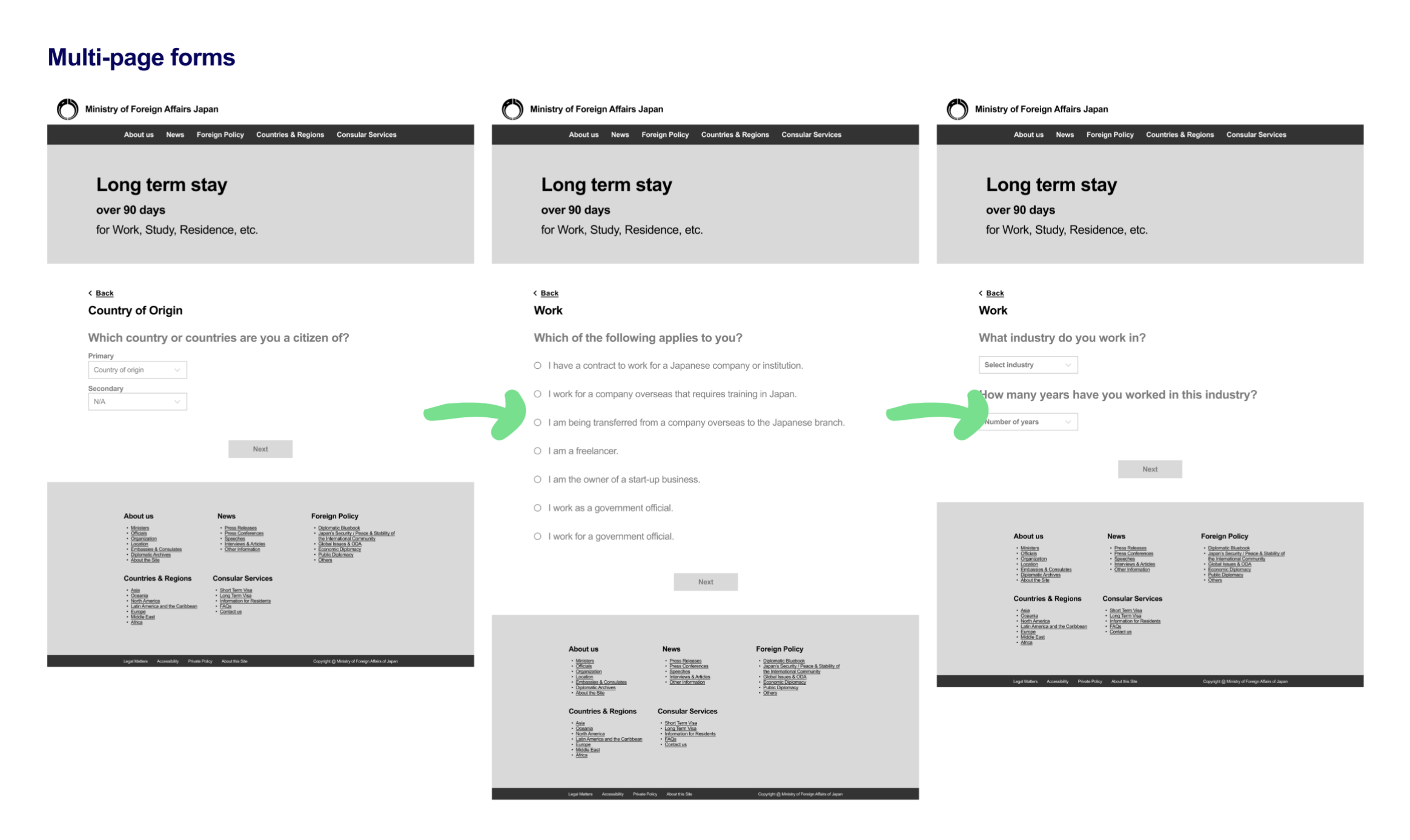 Multi-page forms