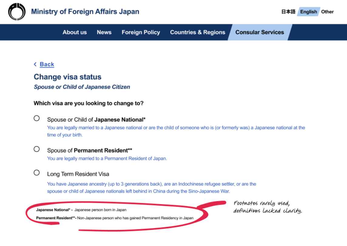 Version 1, Spouse/Child Visa Options