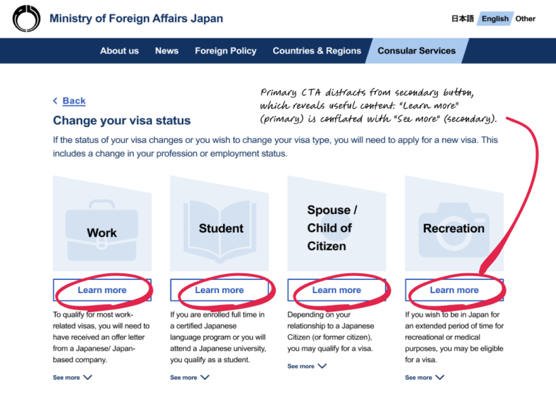 Version 1, Change Visa Status Options